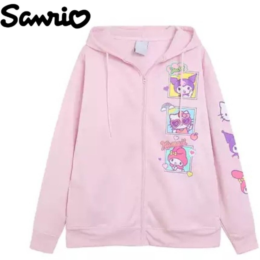 𝓢𝓪𝓷𝓻𝓲𝓸 Women's Sweatshirt Hoodie Valentine's Day Collection Pink (Size M)